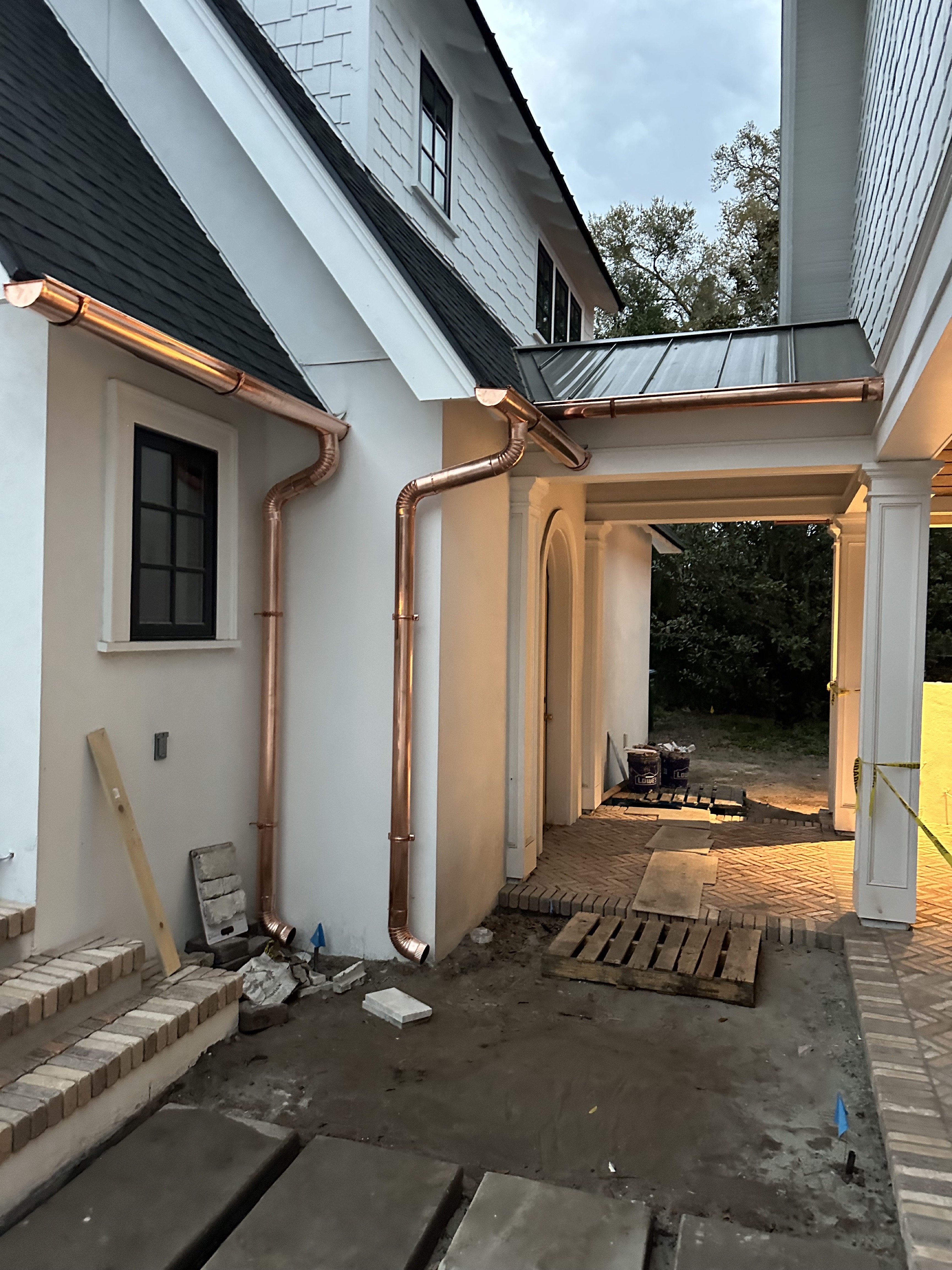 Premium copper gutter installation on luxury Florida home